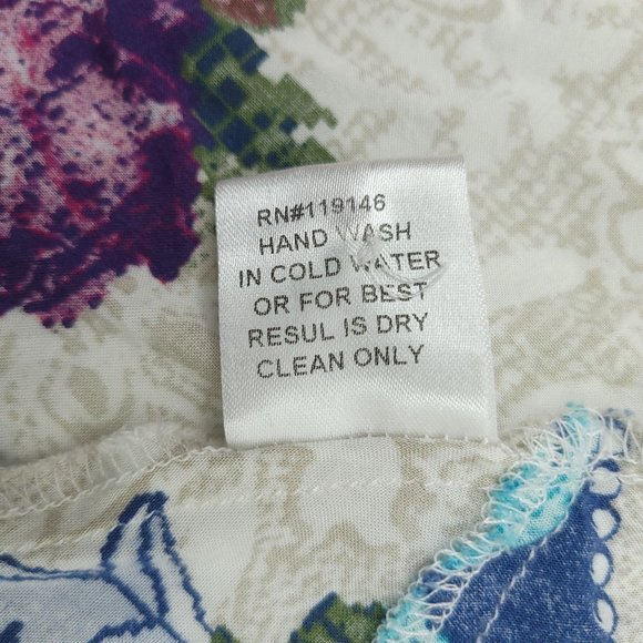 Jodifl Floral Tunic Top Flowy Size S Lightweight 3/4 Sleeve Pockets Peasant Blue - Picture 7 of 14